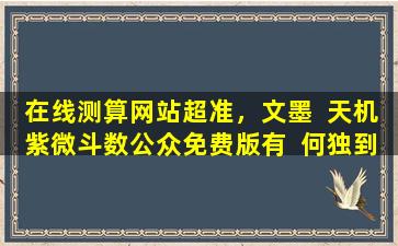 在线测算网站超准，文墨  天机紫微斗数公众免费版有  何独到之处